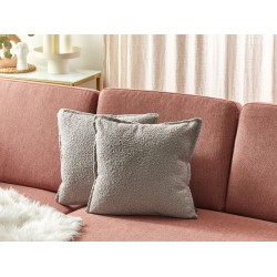 Zestaw 2 poduszek dekoracyjnych SENECIA Boucle 45 x 45 cm Beżowy Jednolity