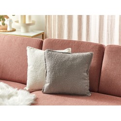 Zestaw 2 poduszek dekoracyjnych SENECIA Boucle 45 x 45 cm Beżowy Jednolity