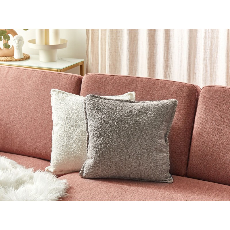 Zestaw 2 poduszek dekoracyjnych SENECIA Boucle 45 x 45 cm Beżowy Jednolity