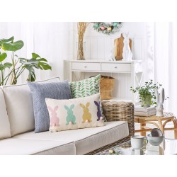 2 poduszki dekoracyjne z motywem królika 30 x 50 cm wielokolorowe CLUSIA