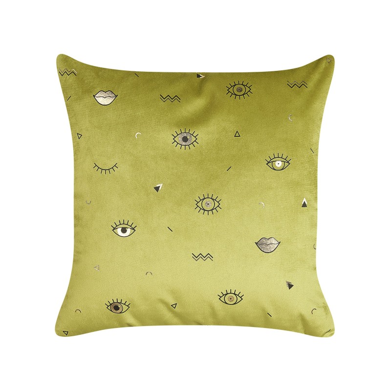 Zestaw 2 poduszek dekoracyjnych AEONIUM Welur 45 x 45 cm Oliwkowy Wzór abstrakcyjny