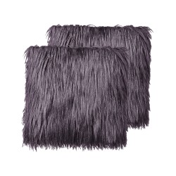 Zestaw 2 poduszek dekoracyjnych COROKIA Sztuczne futro 45 x 45 cm Ciemnoszary Jednolity