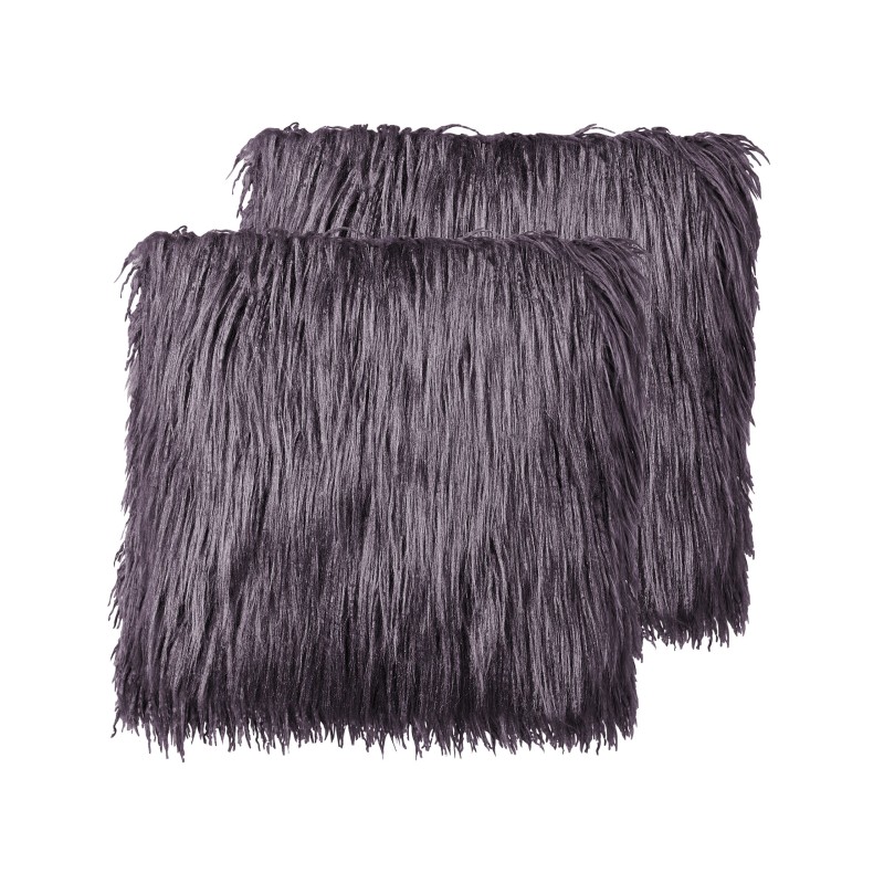 Zestaw 2 poduszek dekoracyjnych COROKIA Sztuczne futro 45 x 45 cm Ciemnoszary Jednolity