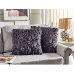 Zestaw 2 poduszek dekoracyjnych COROKIA Sztuczne futro 45 x 45 cm Ciemnoszary Jednolity