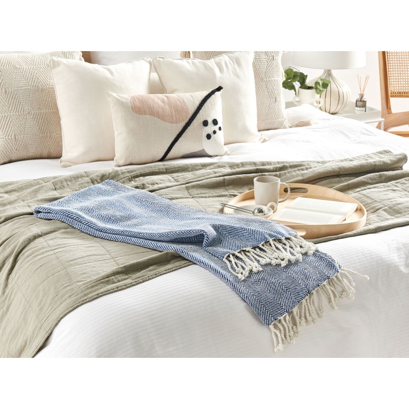 Koc TILMI Bawełna 130 x 160 cm Niebieski