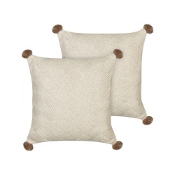 Zestaw 2 poduszek dekoracyjnych OBERONIA Bawełna 45 x 45 cm Beżowy Jednolity