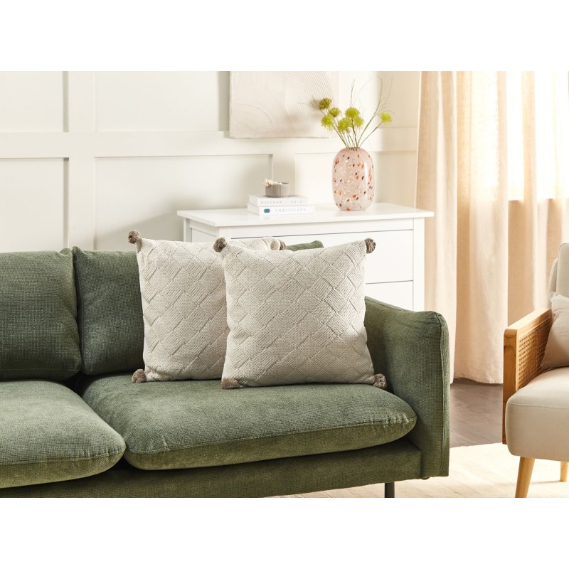 Zestaw 2 poduszek dekoracyjnych OBERONIA Bawełna 45 x 45 cm Beżowy Jednolity