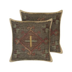 Zestaw 2 poduszek dekoracyjnych KATORA Juta 45 x 45 cm Zielony Wzór orientalny