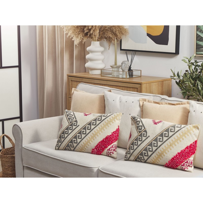 Poduszka dekoracyjna BETULA Bawełna 30 x 50 cm Beżowy Wzór geometryczny