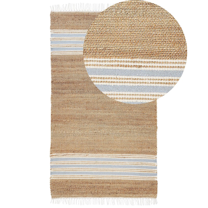 Dywan z juty 80 x 150 cm beżowo-niebieski MIRZA