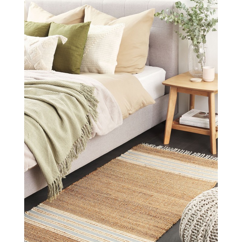 Dywan z juty 80 x 150 cm beżowo-niebieski MIRZA