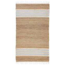 Dywan z juty 80 x 150 cm beżowo-niebieski MIRZA