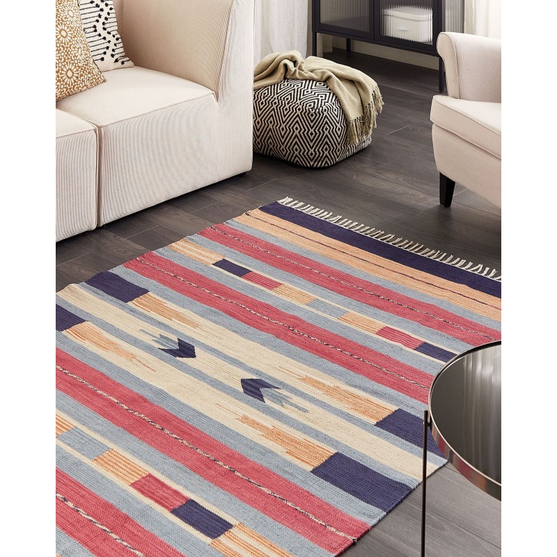 Dywan bawełniany kilim 140 x 200 cm wielokolorowy GANDZAK