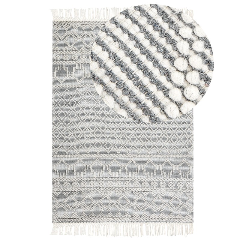 Dywan wełniany ze wzorem geometrycznym 200 x 300 cm beżowo-szary SOLHAN