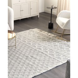 Dywan wełniany ze wzorem geometrycznym 200 x 300 cm beżowo-szary SOLHAN