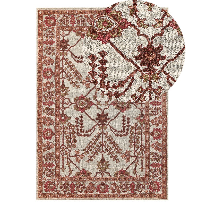 Dywan wełniany 140 x 200 cm pomarańczowo-beżowy ADILCEVAZ