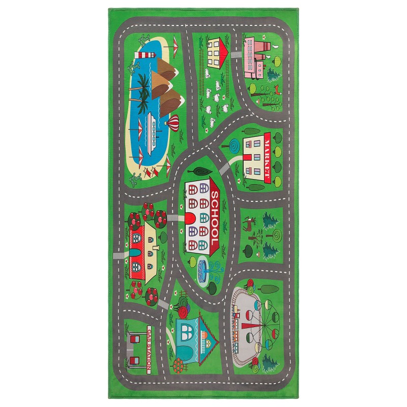 Dywan dziecięcy nadruk z miastem 80 x 150 cm TUTAK