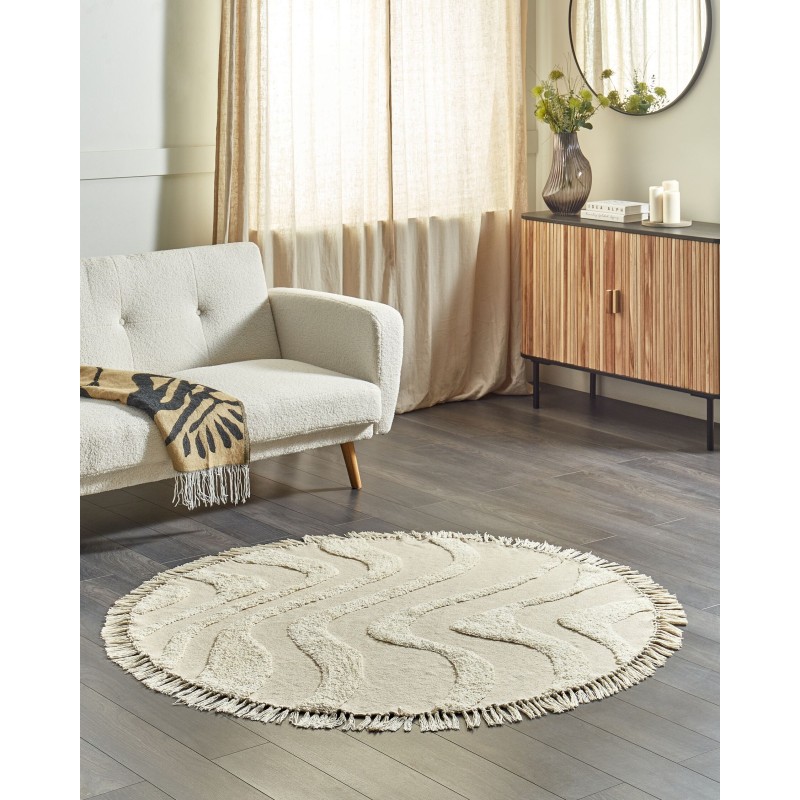 Dywan okrągły bawełniany ø 140 cm beżowy ARTMAK