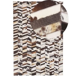 Dywan patchwork skórzany 160 x 230 cm brązowo-biały AKYELE