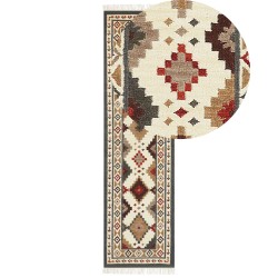 Dywan wełniany kilim 80 x 300 cm wielokolorowy GHUKASAVAN