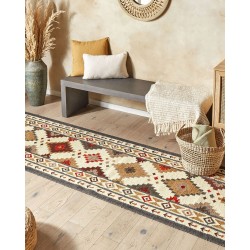 Dywan wełniany kilim 80 x 300 cm wielokolorowy GHUKASAVAN