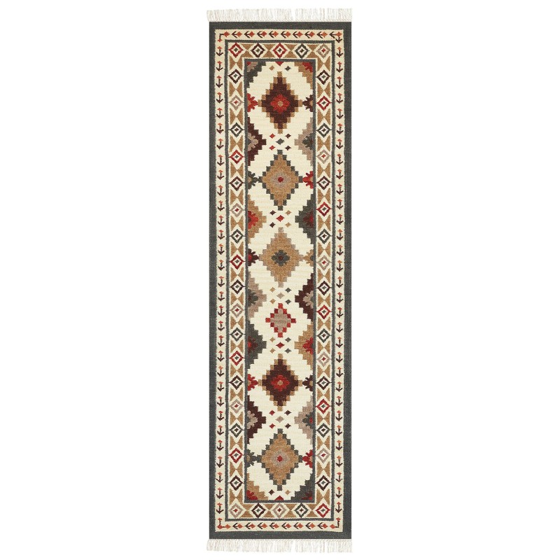 Dywan wełniany kilim 80 x 300 cm wielokolorowy GHUKASAVAN