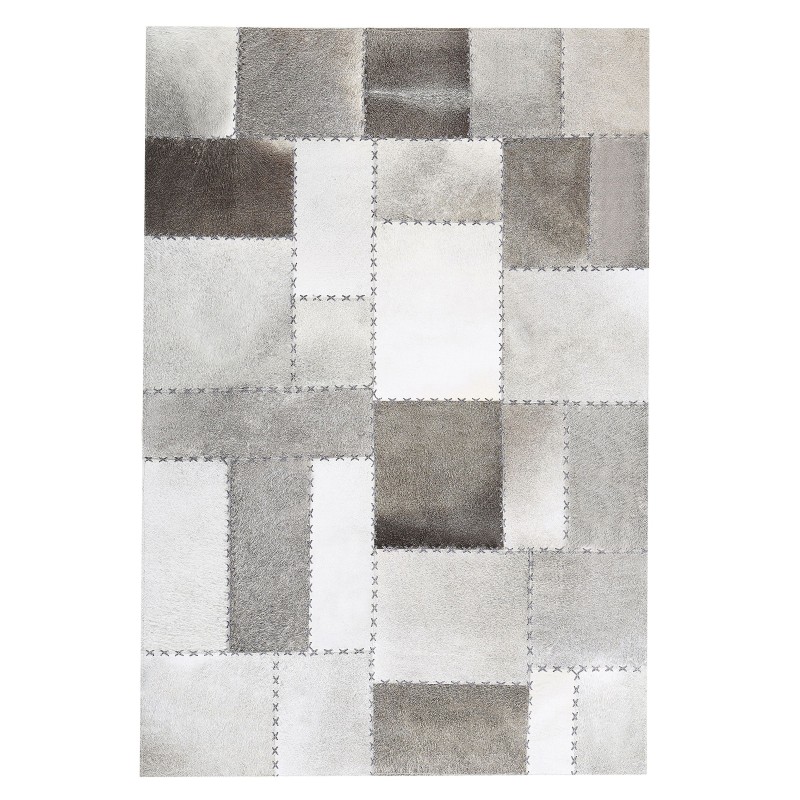 Dywan patchwork skórzany brązowoszary 140 x 200 cm PERVARI