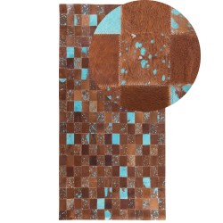 Dywan patchwork skórzany 80 x 150 cm brązowy ALIAGA