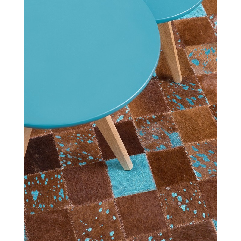 Dywan patchwork skórzany 80 x 150 cm brązowy ALIAGA