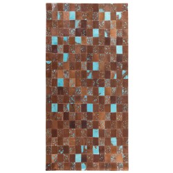 Dywan patchwork skórzany 80 x 150 cm brązowy ALIAGA
