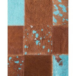 Dywan patchwork skórzany 80 x 150 cm brązowy ALIAGA