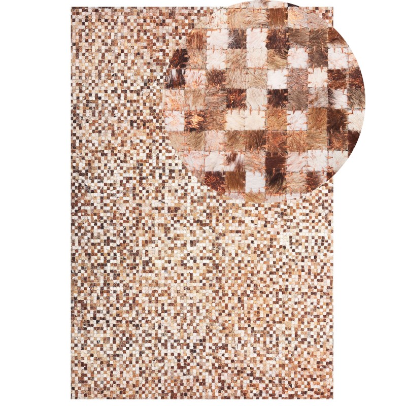 Dywan patchwork skórzany brązowy 140 x 200 cm TORUL