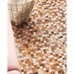 Dywan patchwork skórzany brązowy 140 x 200 cm TORUL