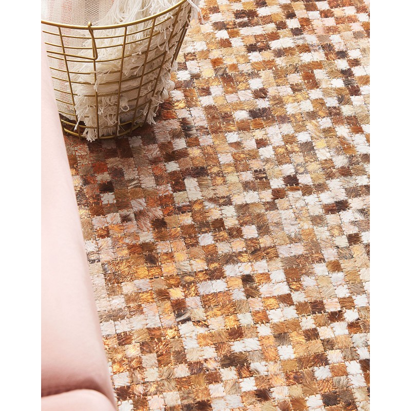 Dywan patchwork skórzany brązowy 140 x 200 cm TORUL