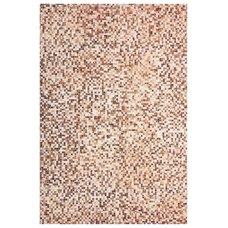 Dywan patchwork skórzany brązowy 140 x 200 cm TORUL