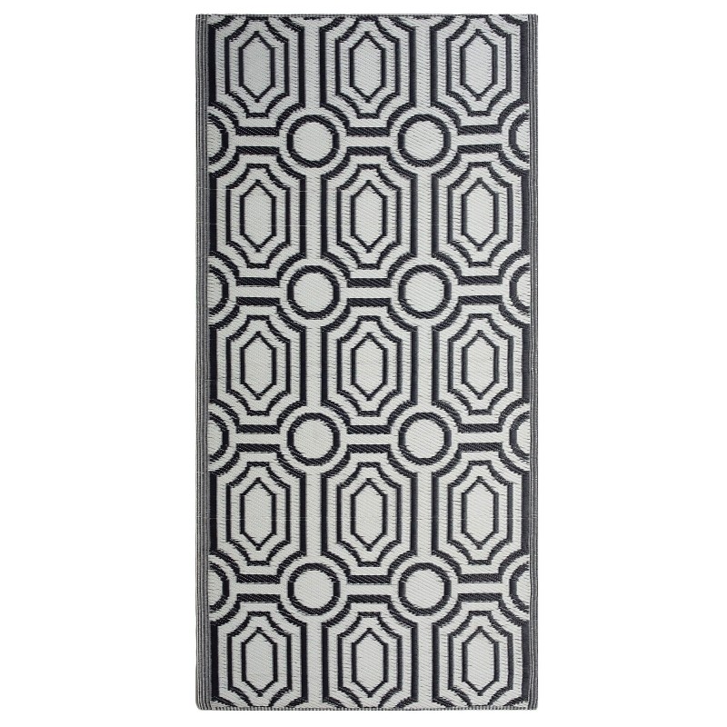 Dywan zewnętrzny dwustronny 90 x 180 cm czarno-biały BIDAR