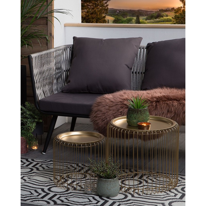 Dywan zewnętrzny dwustronny 90 x 180 cm czarno-biały BIDAR