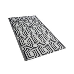 Dywan zewnętrzny dwustronny 90 x 180 cm czarno-biały BIDAR