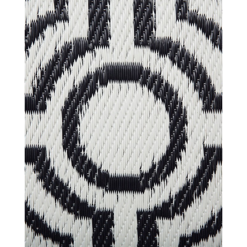 Dywan zewnętrzny dwustronny 90 x 180 cm czarno-biały BIDAR