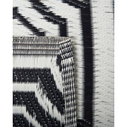 Dywan zewnętrzny dwustronny 90 x 180 cm czarno-biały BIDAR