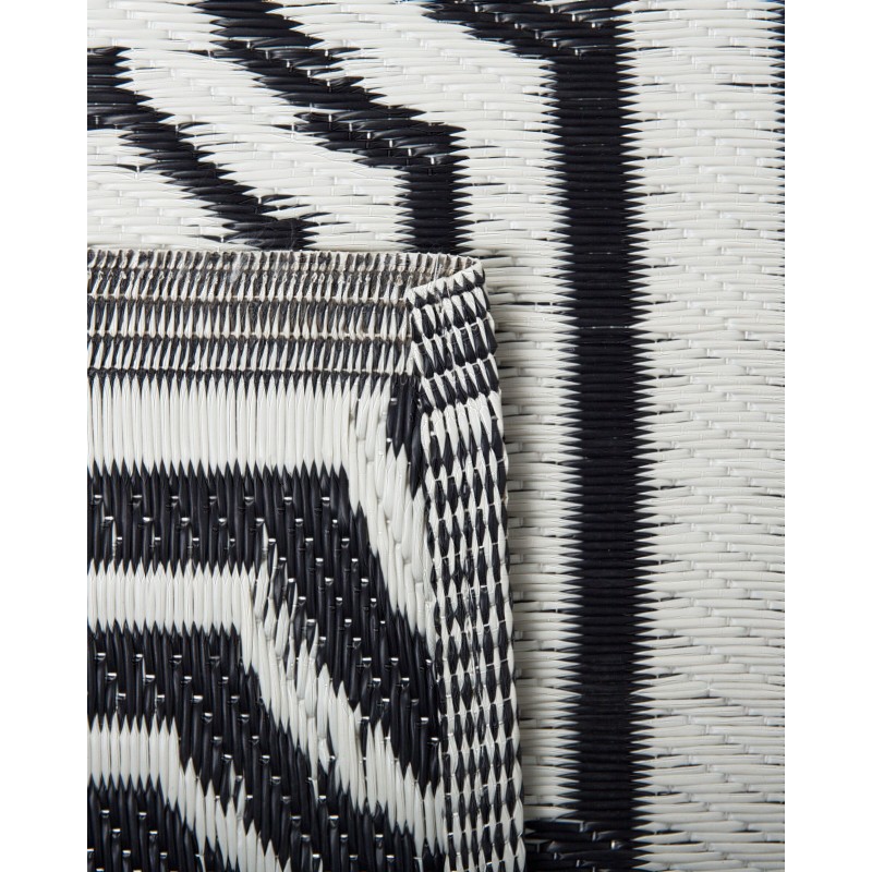 Dywan zewnętrzny dwustronny 90 x 180 cm czarno-biały BIDAR