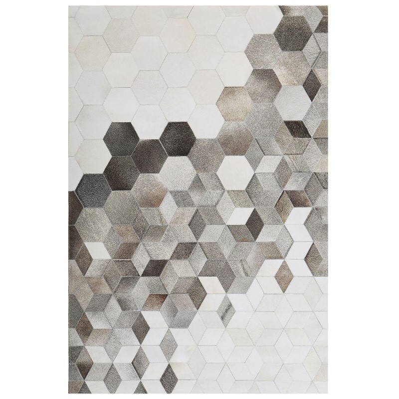 Dywan patchwork skórzany 140 x 200 cm szary SASON