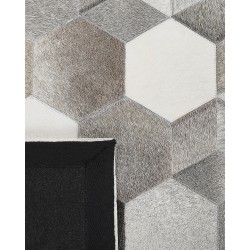 Dywan patchwork skórzany 140 x 200 cm szary SASON