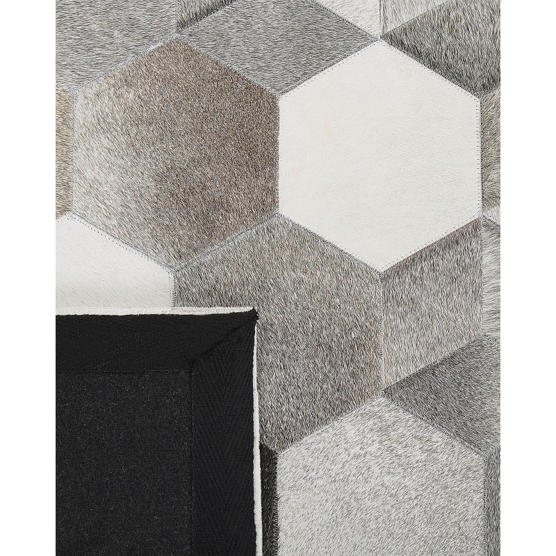 Dywan patchwork skórzany 140 x 200 cm szary SASON