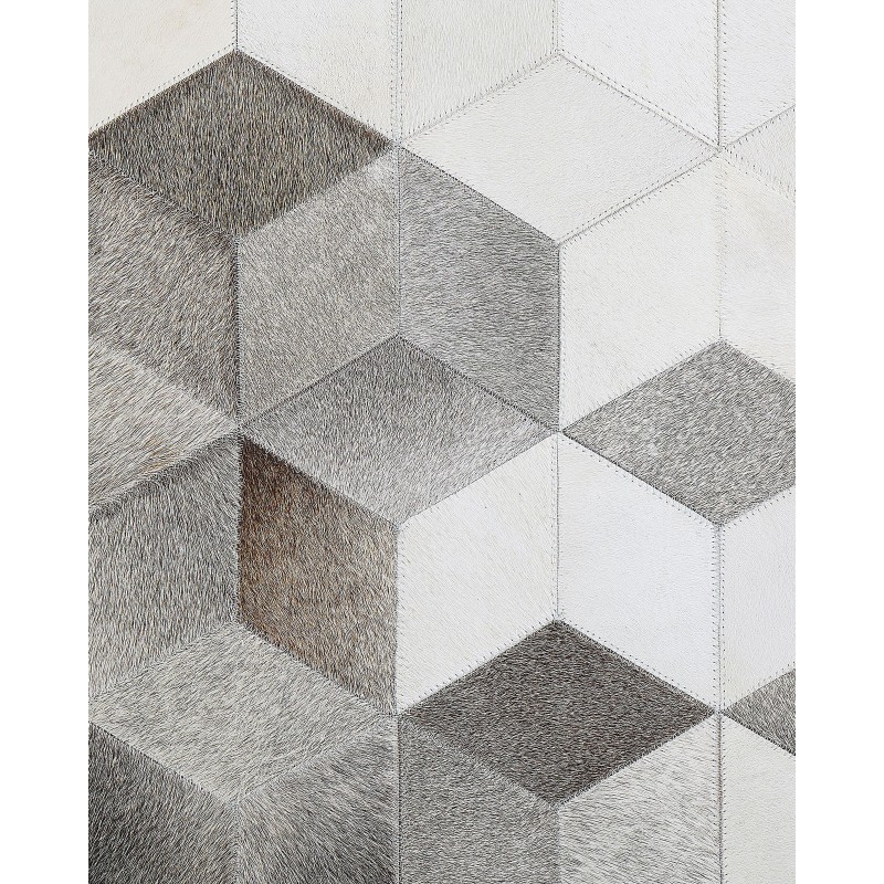 Dywan patchwork skórzany 140 x 200 cm szary SASON