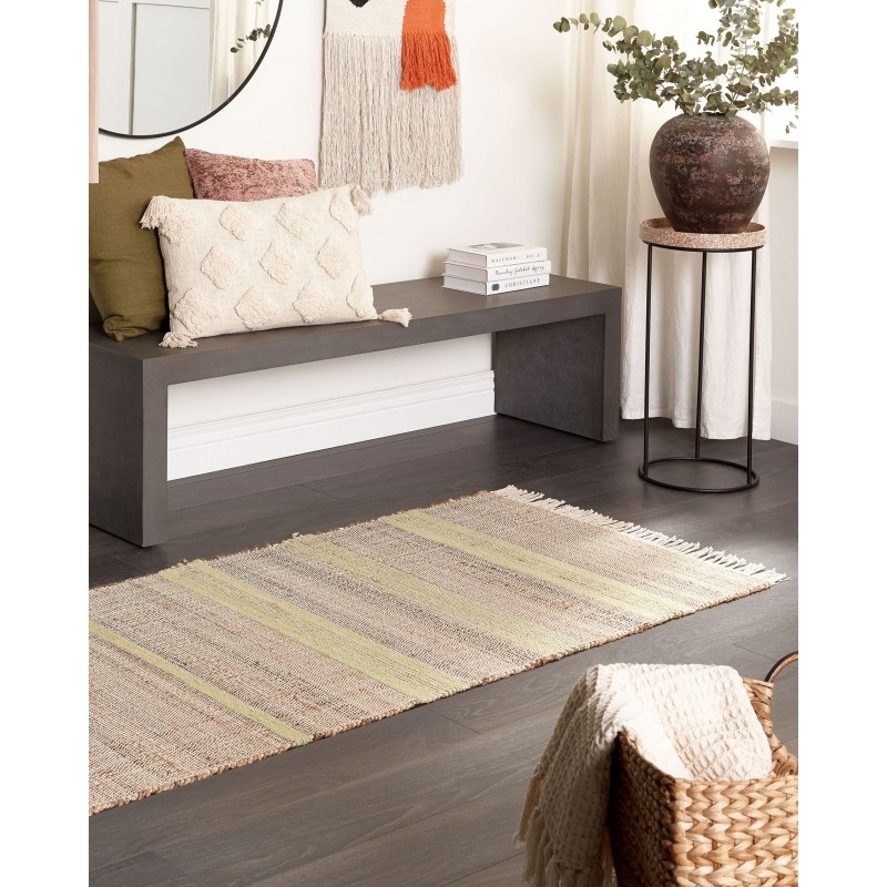 Dywan z juty 80 x 300 cm beżowo-zielony TALPUR