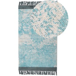Dywan z wiskozy 80 x 150 cm niebieski z beżowym AKARSU