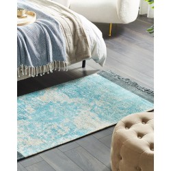 Dywan z wiskozy 80 x 150 cm niebieski z beżowym AKARSU
