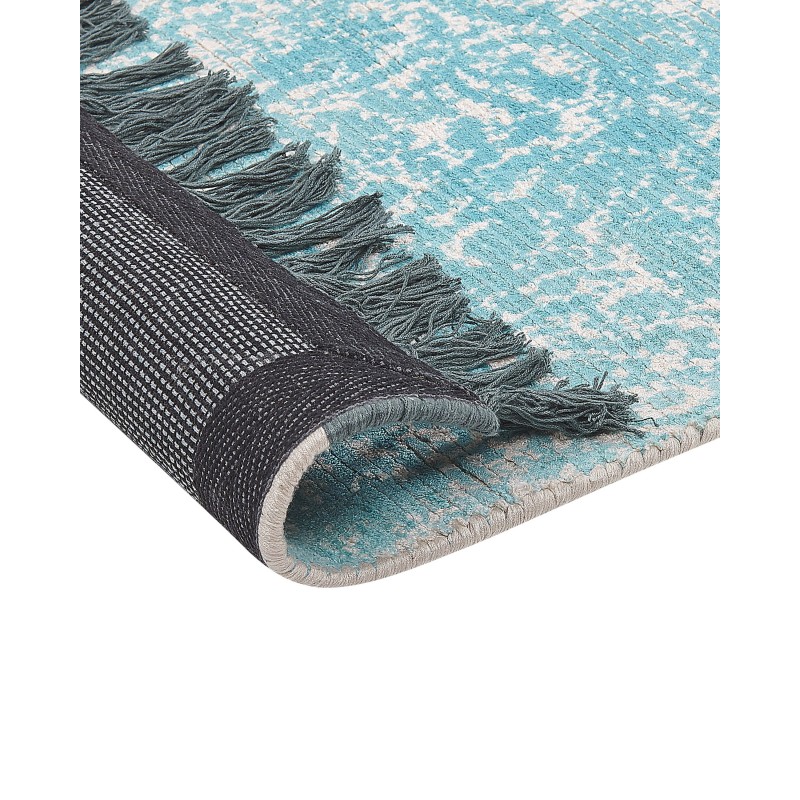 Dywan z wiskozy 80 x 150 cm niebieski z beżowym AKARSU