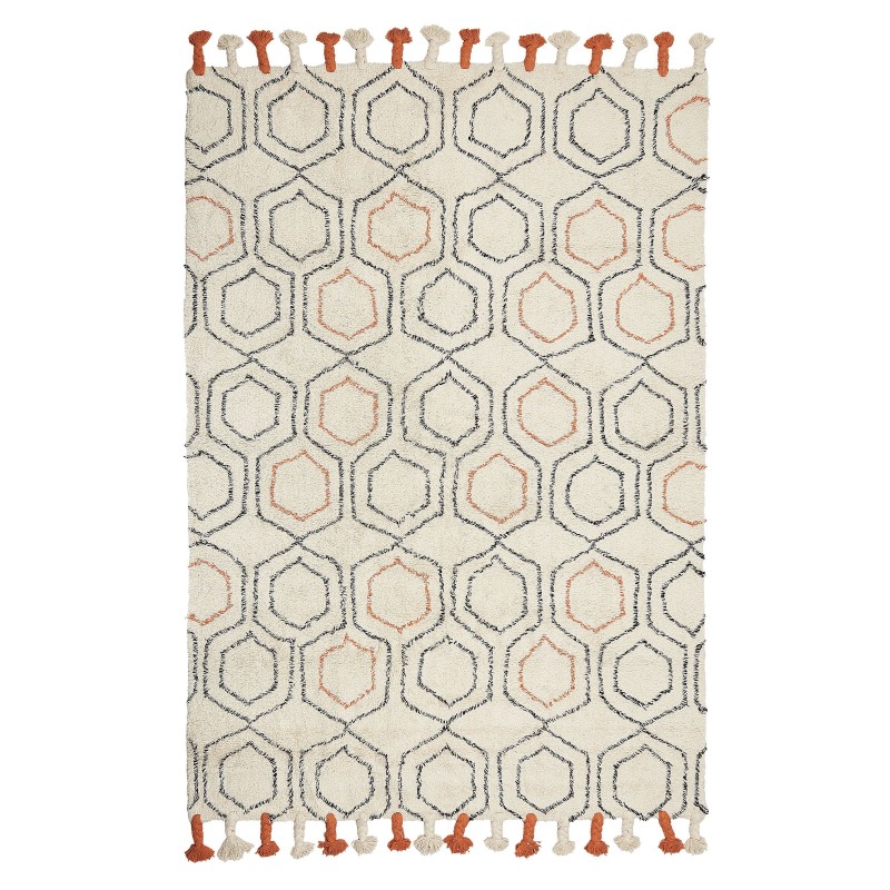 Dywan bawełniany 140 x 200 cm beżowo-pomarańczowy HAJIPUR